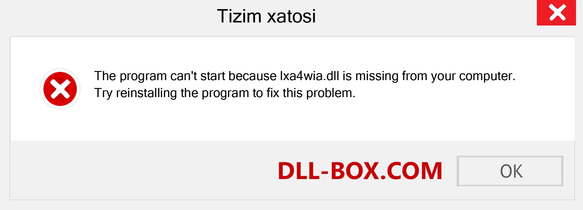 lxa4wia.dll fayli yo'qolganmi?. Windows 7, 8, 10 uchun yuklab olish - Windowsda lxa4wia dll etishmayotgan xatoni tuzating, rasmlar, rasmlar